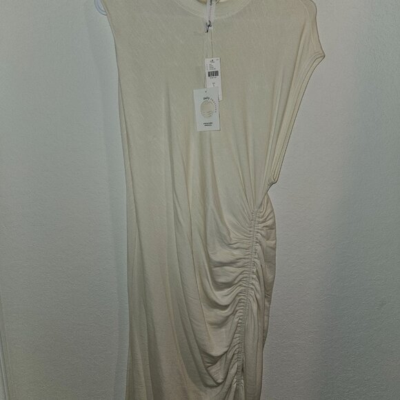 NWT Daily Practice Anthropologie Mock-Neck Ruched Midi Dress - Picture 5 of 5